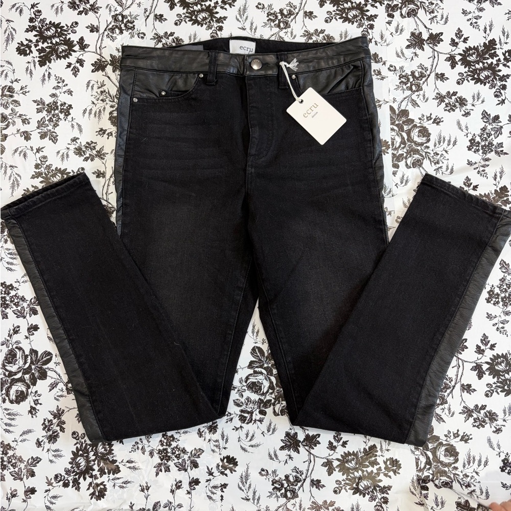Ecru Black Coated Skinny Jeans NWT.  Edgy minimalist/Street chic/casual